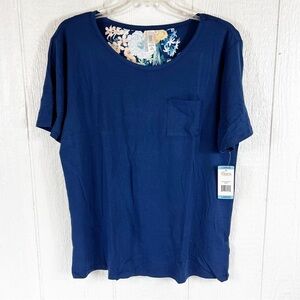 NEW Flora Navy Blue Pajama Top Large
